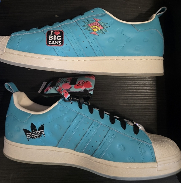 Adidas Superstar Arizona GZ2871 Turquoise Floral Shell Toe Sneakers Size 14 New - Picture 3 of 9